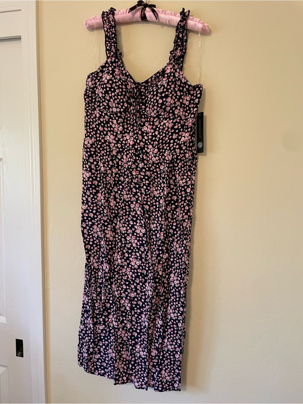 As U Wish Floral Pink & Navy Sleeveless Maxi Dress